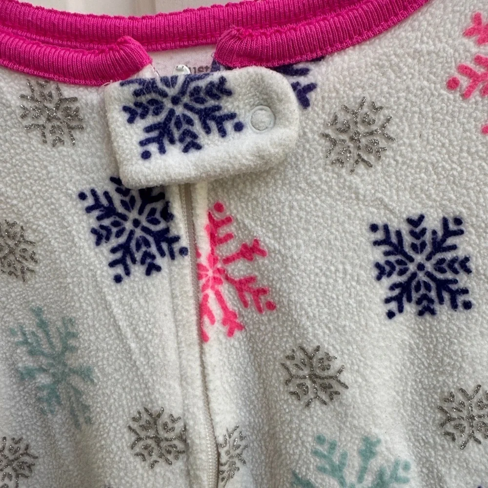 Carter's 5T Girls Snowflake Pajama Long Sleeve Fleece Footie Pajamas